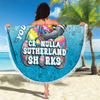 Personalized Cronulla Sutherland Sharks Beach Blanket Easter Mascot - Colorful Eggs Cartoon Style