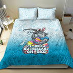 Personalized Cronulla Sutherland Sharks Bedding Set Easter Mascot - Colorful Eggs Cartoon Style