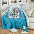 Personalized Cronulla Sutherland Sharks Blanket Easter Mascot - Colorful Eggs Cartoon Style