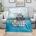 Personalized Cronulla Sutherland Sharks Blanket Easter Mascot - Colorful Eggs Cartoon Style