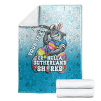 Personalized Cronulla Sutherland Sharks Blanket Easter Mascot - Colorful Eggs Cartoon Style