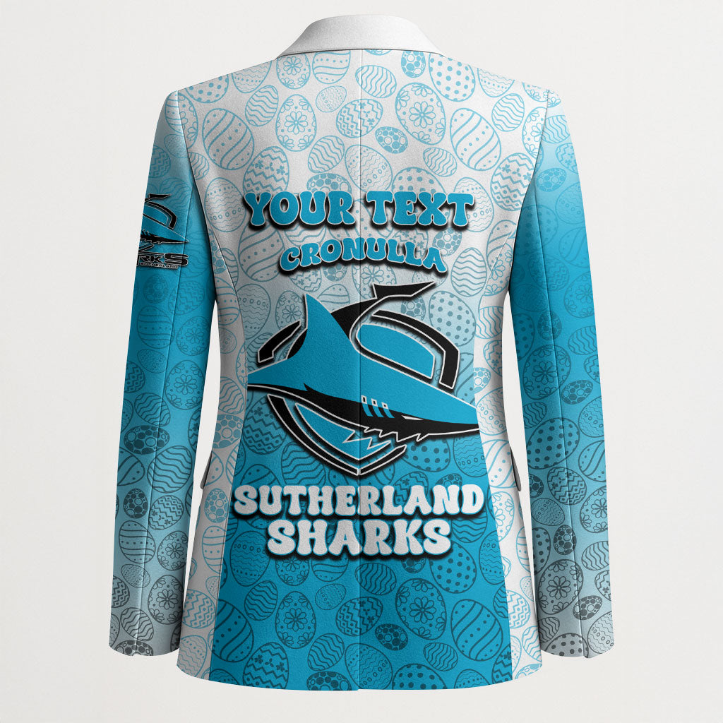 Personalized Cronulla Sutherland Sharks Blazer Easter Mascot - Colorful Eggs Cartoon Style