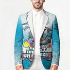 Personalized Cronulla Sutherland Sharks Blazer Easter Mascot - Colorful Eggs Cartoon Style