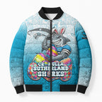 Personalized Cronulla Sutherland Sharks Bomber Puffer Jacket Easter Mascot - Colorful Eggs Cartoon Style