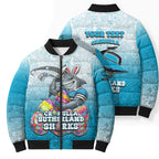 Personalized Cronulla Sutherland Sharks Bomber Puffer Jacket Easter Mascot - Colorful Eggs Cartoon Style