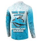 Personalized Cronulla Sutherland Sharks Button Sweatshirt Easter Mascot - Colorful Eggs Cartoon Style