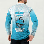 Personalized Cronulla Sutherland Sharks Button Sweatshirt Easter Mascot - Colorful Eggs Cartoon Style