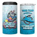 Personalized Cronulla Sutherland Sharks 4 in 1 Can Cooler Tumbler Easter Mascot - Colorful Eggs Cartoon Style