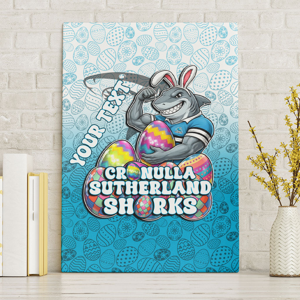 Personalized Cronulla Sutherland Sharks Canvas Wall Art Easter Mascot - Colorful Eggs Cartoon Style