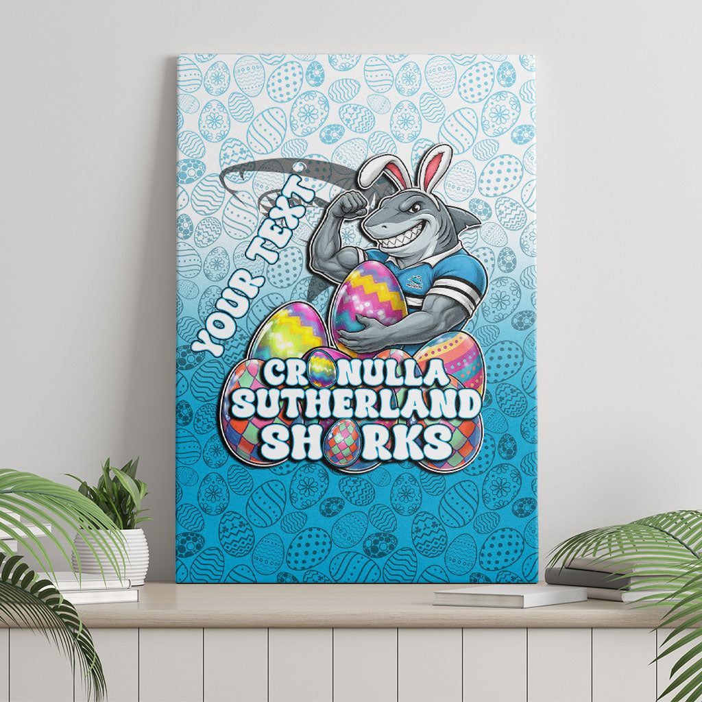 Personalized Cronulla Sutherland Sharks Canvas Wall Art Easter Mascot - Colorful Eggs Cartoon Style