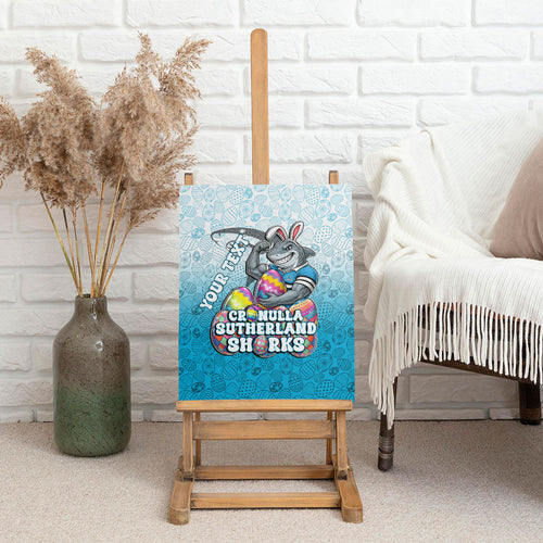 Personalized Cronulla Sutherland Sharks Canvas Wall Art Easter Mascot - Colorful Eggs Cartoon Style