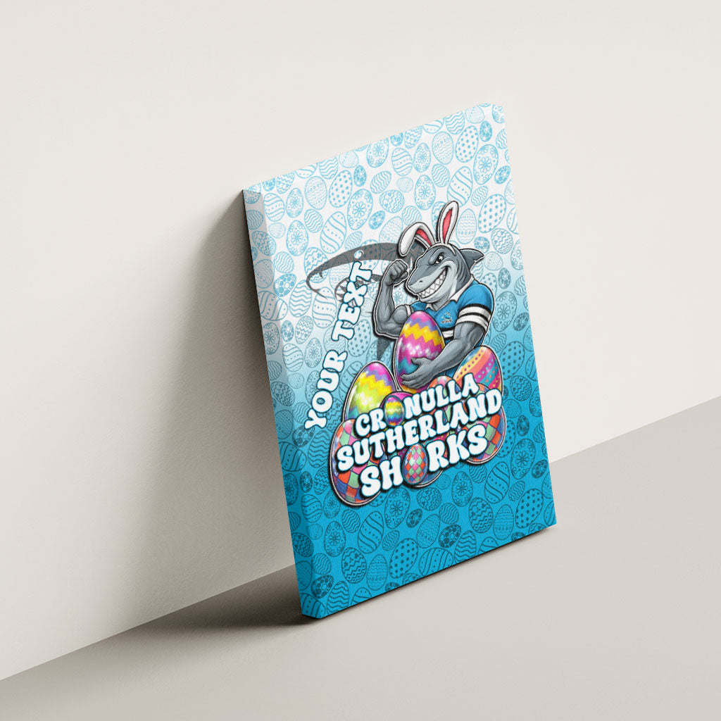 Personalized Cronulla Sutherland Sharks Canvas Wall Art Easter Mascot - Colorful Eggs Cartoon Style