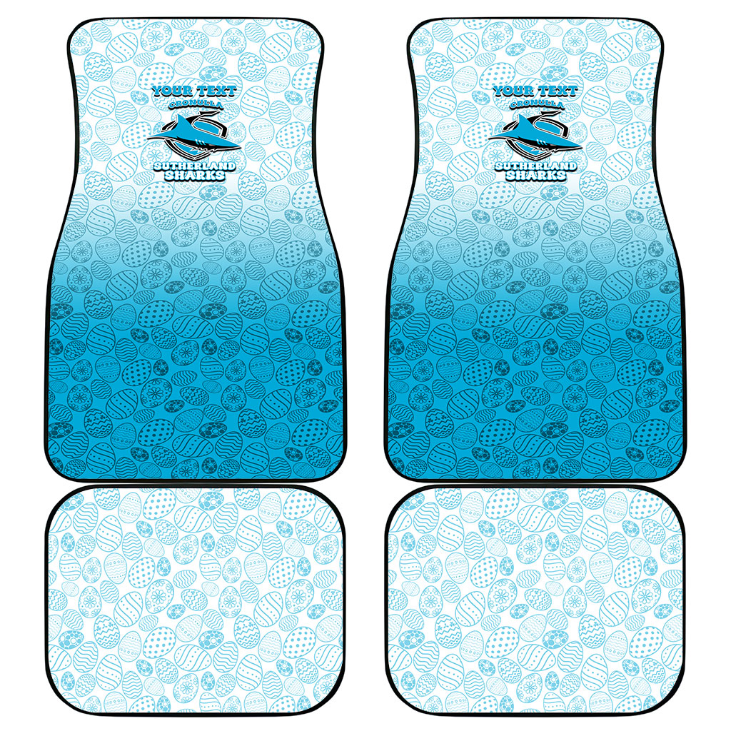 Personalized Cronulla Sutherland Sharks Car Mats Easter Mascot - Colorful Eggs Cartoon Style