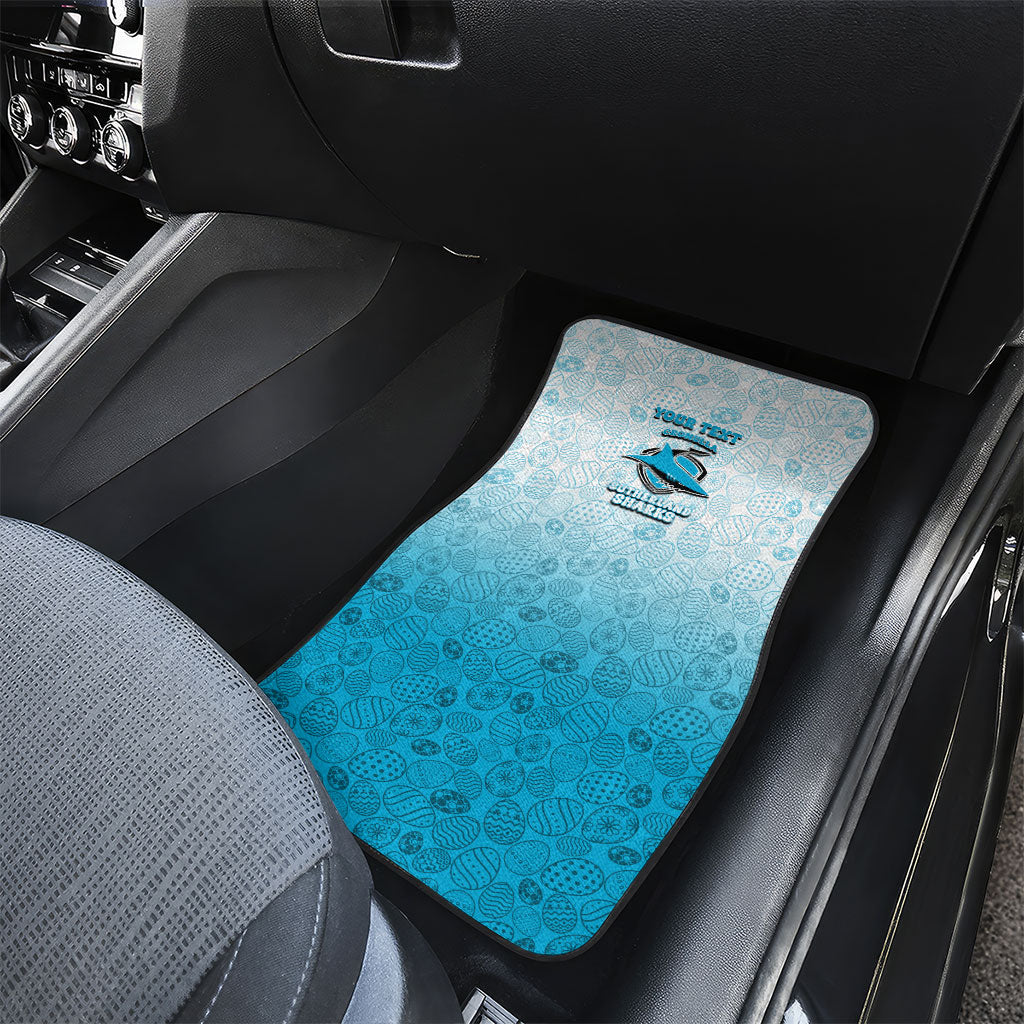Personalized Cronulla Sutherland Sharks Car Mats Easter Mascot - Colorful Eggs Cartoon Style