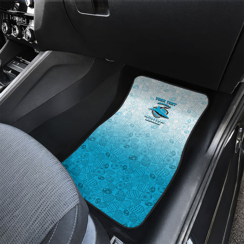 Personalized Cronulla Sutherland Sharks Car Mats Easter Mascot - Colorful Eggs Cartoon Style