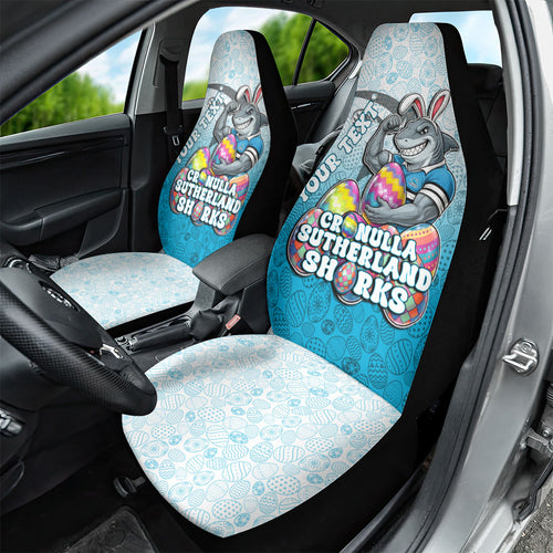 Personalized Cronulla Sutherland Sharks Car Seat Cover Easter Mascot - Colorful Eggs Cartoon Style