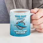 Personalized Cronulla Sutherland Sharks Ceramic Mug Easter Mascot - Colorful Eggs Cartoon Style