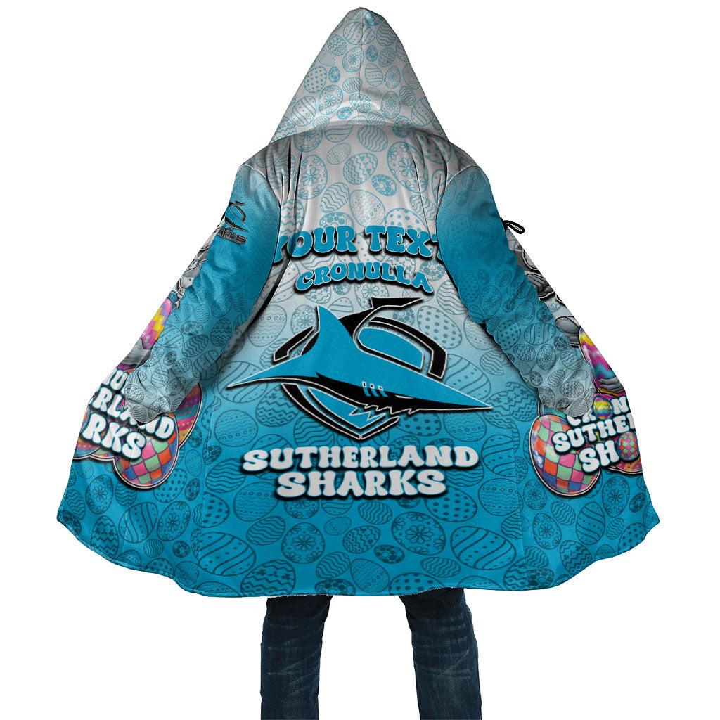 Personalized Cronulla Sutherland Sharks Cloak Easter Mascot - Colorful Eggs Cartoon Style