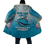 Personalized Cronulla Sutherland Sharks Cloak Easter Mascot - Colorful Eggs Cartoon Style
