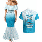 Personalized Cronulla Sutherland Sharks Couples Matching Mermaid Dress and Hawaiian Shirt Easter Mascot - Colorful Eggs Cartoon Style