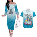 Personalized Cronulla Sutherland Sharks Couples Matching Off The Shoulder Long Sleeve Dress and Hawaiian Shirt Easter Mascot - Colorful Eggs Cartoon Style
