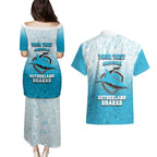 Personalized Cronulla Sutherland Sharks Couples Matching Puletasi and Hawaiian Shirt Easter Mascot - Colorful Eggs Cartoon Style