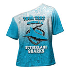 Personalized Cronulla Sutherland Sharks Cross Shoulder Shirt Easter Mascot - Colorful Eggs Cartoon Style