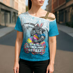 Personalized Cronulla Sutherland Sharks Cross Shoulder Shirt Easter Mascot - Colorful Eggs Cartoon Style