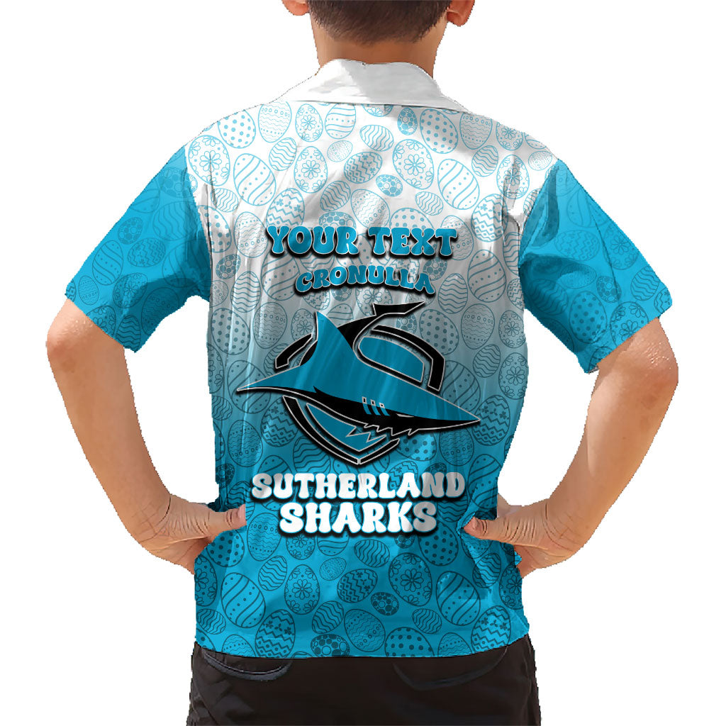 Personalized Cronulla Sutherland Sharks Family Matching Mermaid Dress and Hawaiian Shirt Easter Mascot - Colorful Eggs Cartoon Style