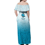 Personalized Cronulla Sutherland Sharks Family Matching Off Shoulder Maxi Dress and Hawaiian Shirt Easter Mascot - Colorful Eggs Cartoon Style