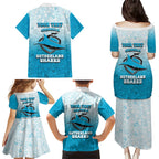 Personalized Cronulla Sutherland Sharks Family Matching Puletasi and Hawaiian Shirt Easter Mascot - Colorful Eggs Cartoon Style