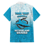 Personalized Cronulla Sutherland Sharks Family Matching Short Sleeve Bodycon Dress and Hawaiian Shirt Easter Mascot - Colorful Eggs Cartoon Style