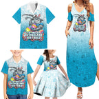Personalized Cronulla Sutherland Sharks Family Matching Summer Maxi Dress and Hawaiian Shirt Easter Mascot - Colorful Eggs Cartoon Style