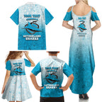 Personalized Cronulla Sutherland Sharks Family Matching Summer Maxi Dress and Hawaiian Shirt Easter Mascot - Colorful Eggs Cartoon Style