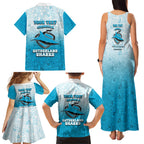 Personalized Cronulla Sutherland Sharks Family Matching Tank Maxi Dress and Hawaiian Shirt Easter Mascot - Colorful Eggs Cartoon Style