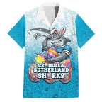 Personalized Cronulla Sutherland Sharks Family Matching Tank Maxi Dress and Hawaiian Shirt Easter Mascot - Colorful Eggs Cartoon Style
