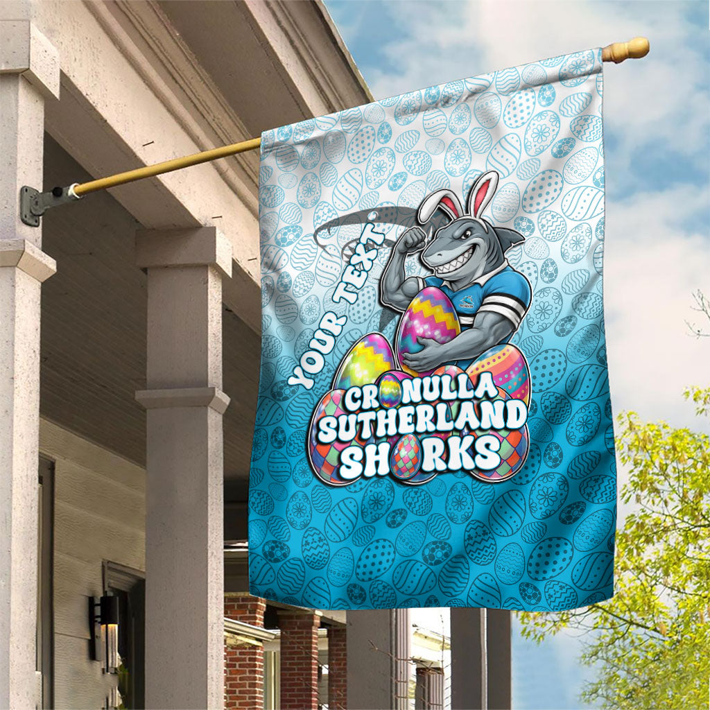 Personalized Cronulla Sutherland Sharks Garden Flag Easter Mascot - Colorful Eggs Cartoon Style