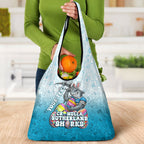 Personalized Cronulla Sutherland Sharks Grocery Bag Easter Mascot - Colorful Eggs Cartoon Style