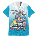 Personalized Cronulla Sutherland Sharks Hawaiian Shirt Easter Mascot - Colorful Eggs Cartoon Style