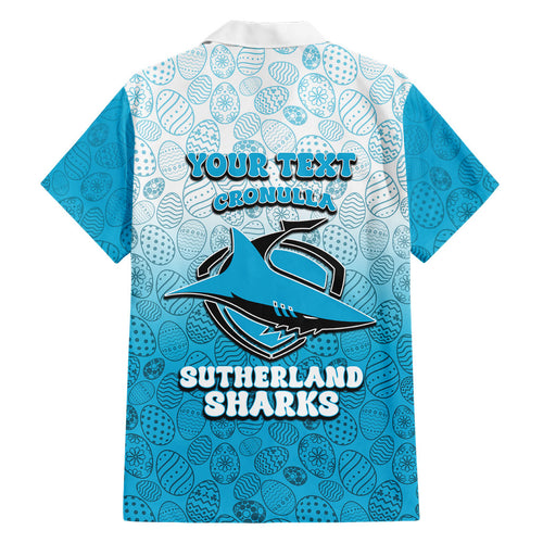 Personalized Cronulla Sutherland Sharks Hawaiian Shirt Easter Mascot - Colorful Eggs Cartoon Style
