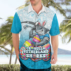 Personalized Cronulla Sutherland Sharks Hawaiian Shirt Easter Mascot - Colorful Eggs Cartoon Style