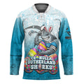 Personalized Cronulla Sutherland Sharks Hockey Jersey Easter Mascot - Colorful Eggs Cartoon Style