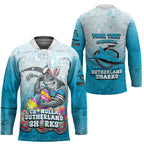 Personalized Cronulla Sutherland Sharks Hockey Jersey Easter Mascot - Colorful Eggs Cartoon Style