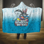 Personalized Cronulla Sutherland Sharks Hooded Blanket Easter Mascot - Colorful Eggs Cartoon Style