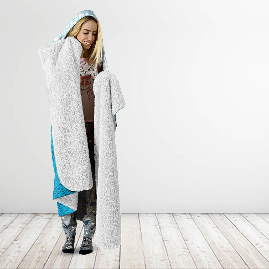 Personalized Cronulla Sutherland Sharks Hooded Blanket Easter Mascot - Colorful Eggs Cartoon Style