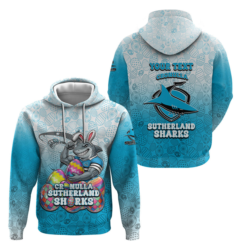 Personalized Cronulla Sutherland Sharks Hoodie Easter Mascot - Colorful Eggs Cartoon Style