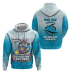 Personalized Cronulla Sutherland Sharks Hoodie Easter Mascot - Colorful Eggs Cartoon Style