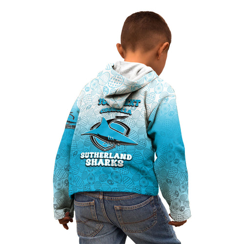 Personalized Cronulla Sutherland Sharks Kid Hoodie Easter Mascot - Colorful Eggs Cartoon Style