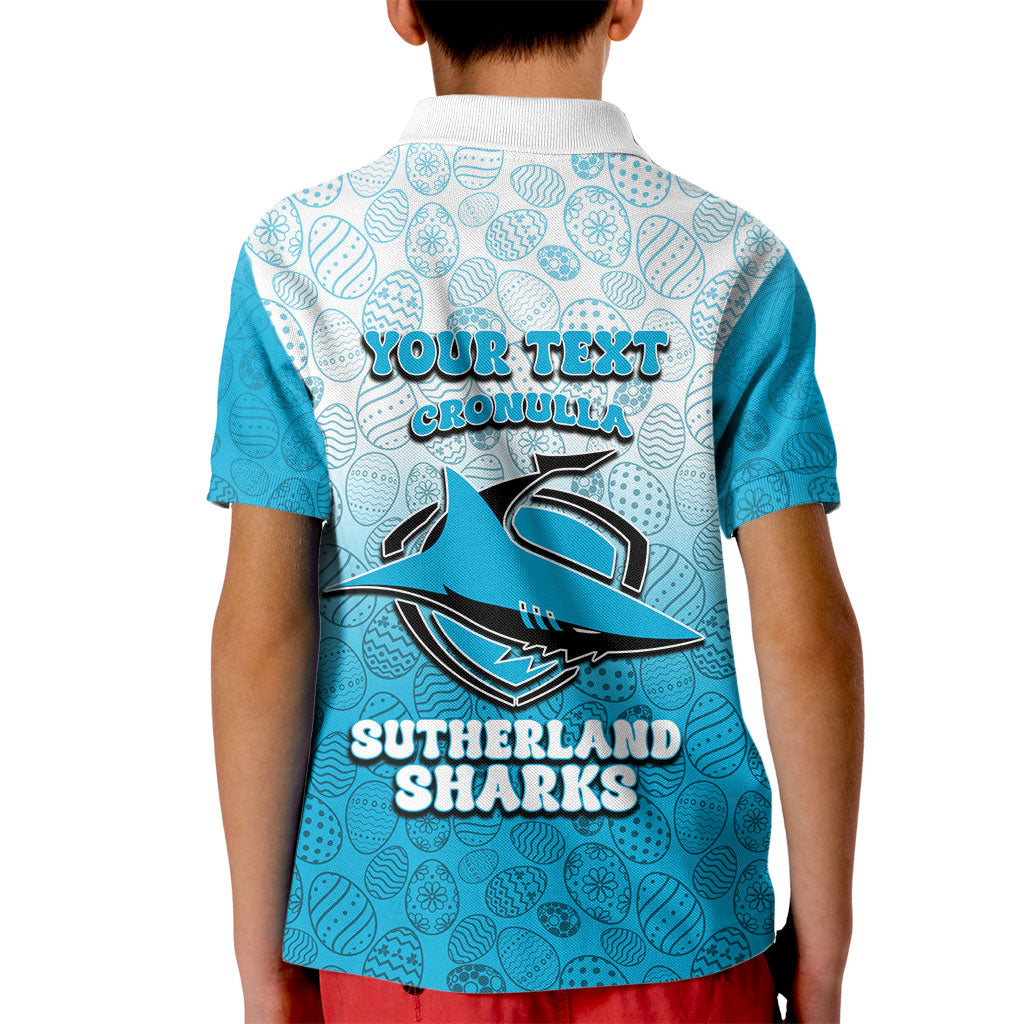 Personalized Cronulla Sutherland Sharks Kid Polo Shirt Easter Mascot - Colorful Eggs Cartoon Style