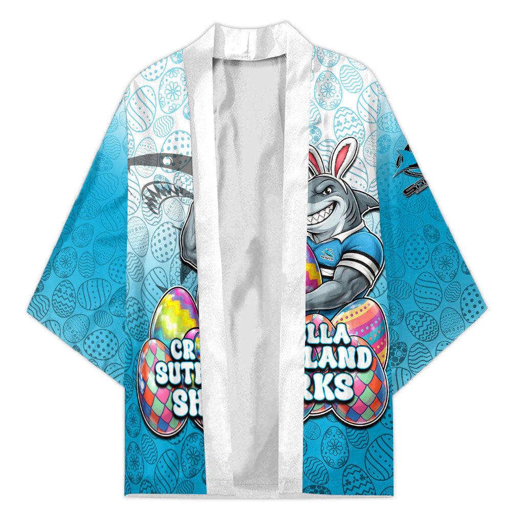 Personalized Cronulla Sutherland Sharks Kimono Easter Mascot - Colorful Eggs Cartoon Style